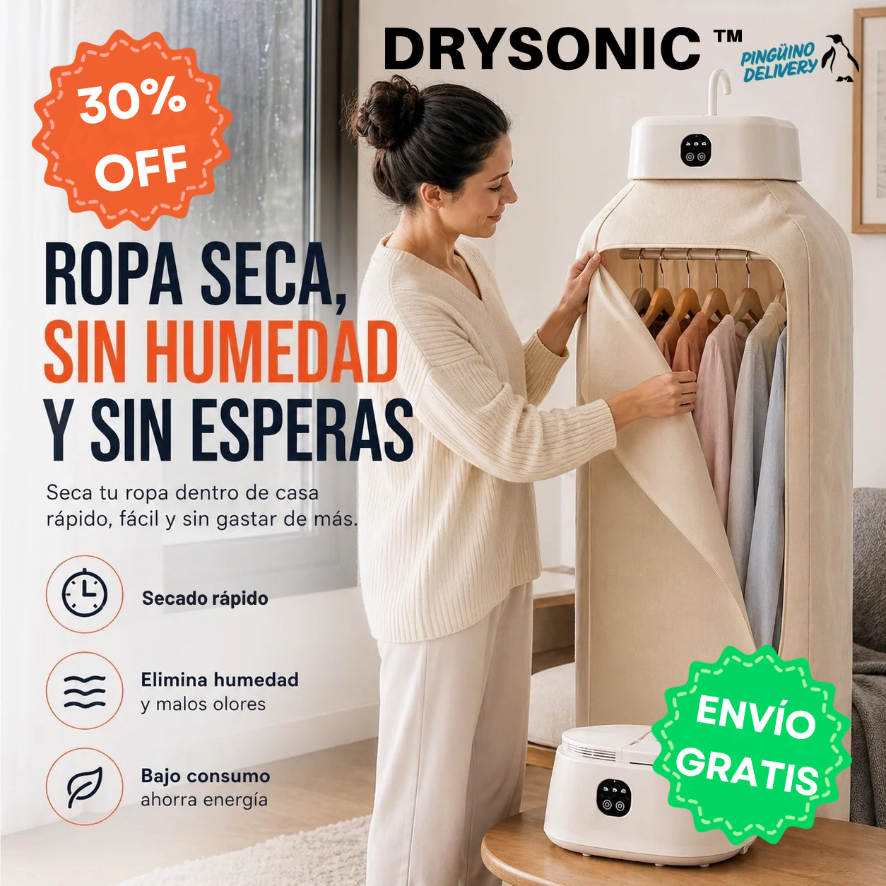 DrySonic ™ - Secadora de ropa portátil