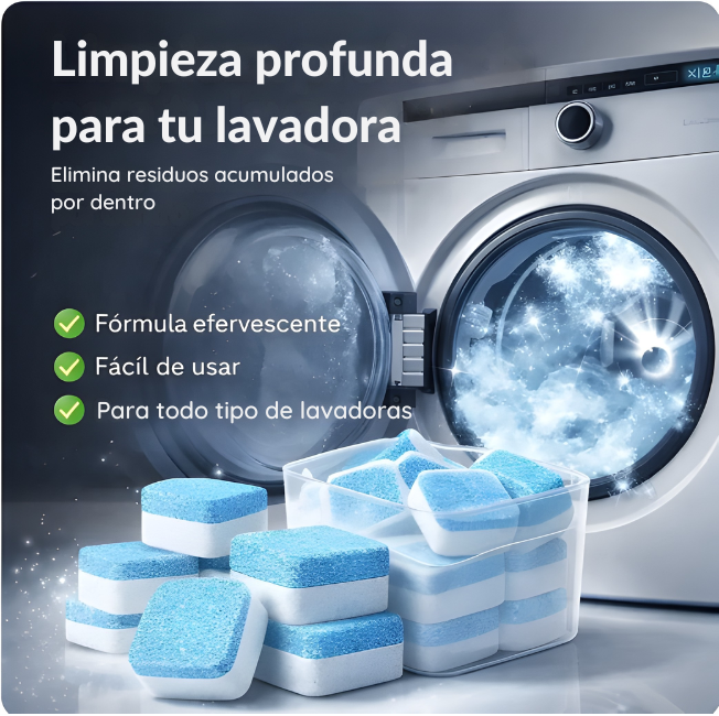 Pastillas Limpiadoras de Lavadora – Limpieza Profunda y Eliminación de Olores (12 unidades)