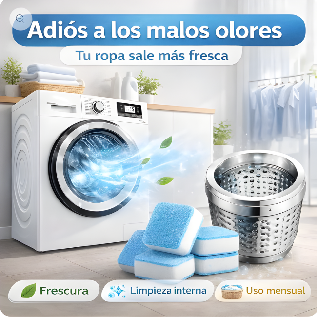 Pastillas Limpiadoras de Lavadora – Limpieza Profunda y Eliminación de Olores (12 unidades)