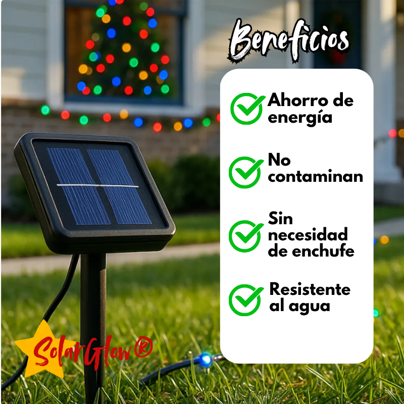 SolarGlow® - Luces Navideñas LED con Panel Solar