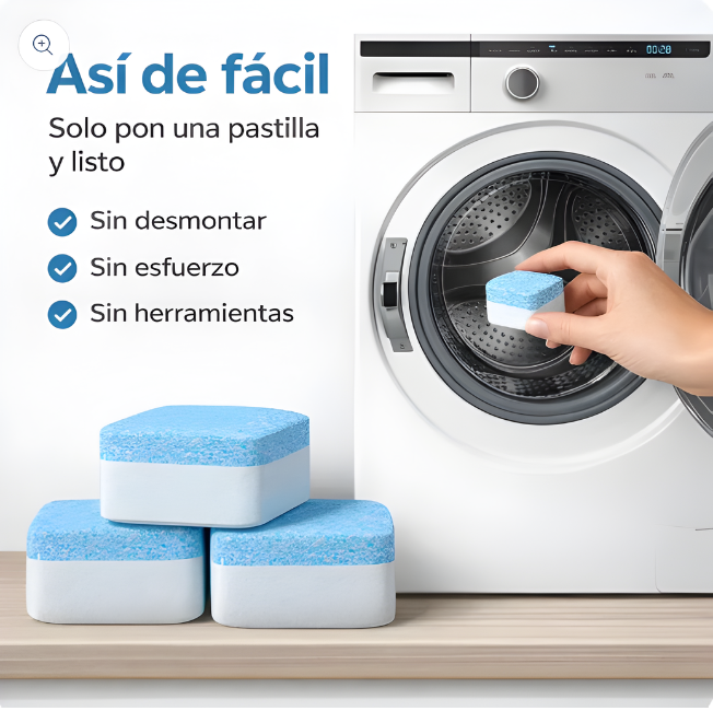 Pastillas Limpiadoras de Lavadora – Limpieza Profunda y Eliminación de Olores (12 unidades)