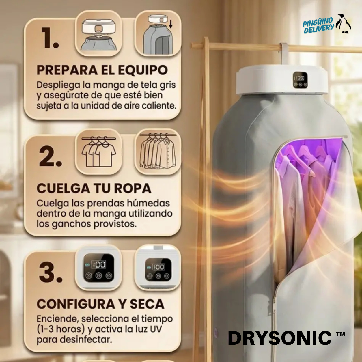 DrySonic ™ - Secadora de ropa portátil